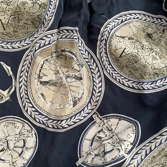 Vintage - Pure Silk Nautical Themed Oversized Shorts Dark Blue - Picture 11 of 15